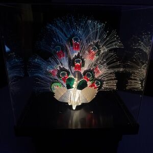 vintage 80s peacock lamp ,multicolor, eye catching, fiber optic